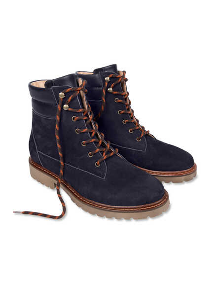 Schnürboots im Ledermix im Online-Shop